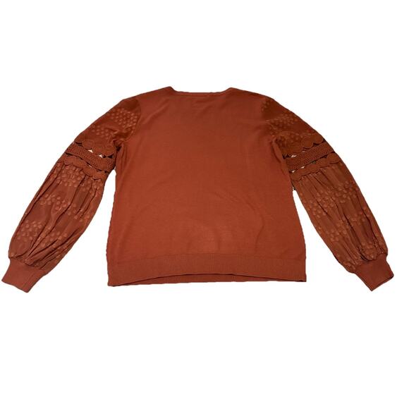 SIONI MILANO PLUS SIZE M RUSSET ORANGE SWEATER LACE SLEEVES FALL AUTUMN PUMPKIN - Picture 10 of 11